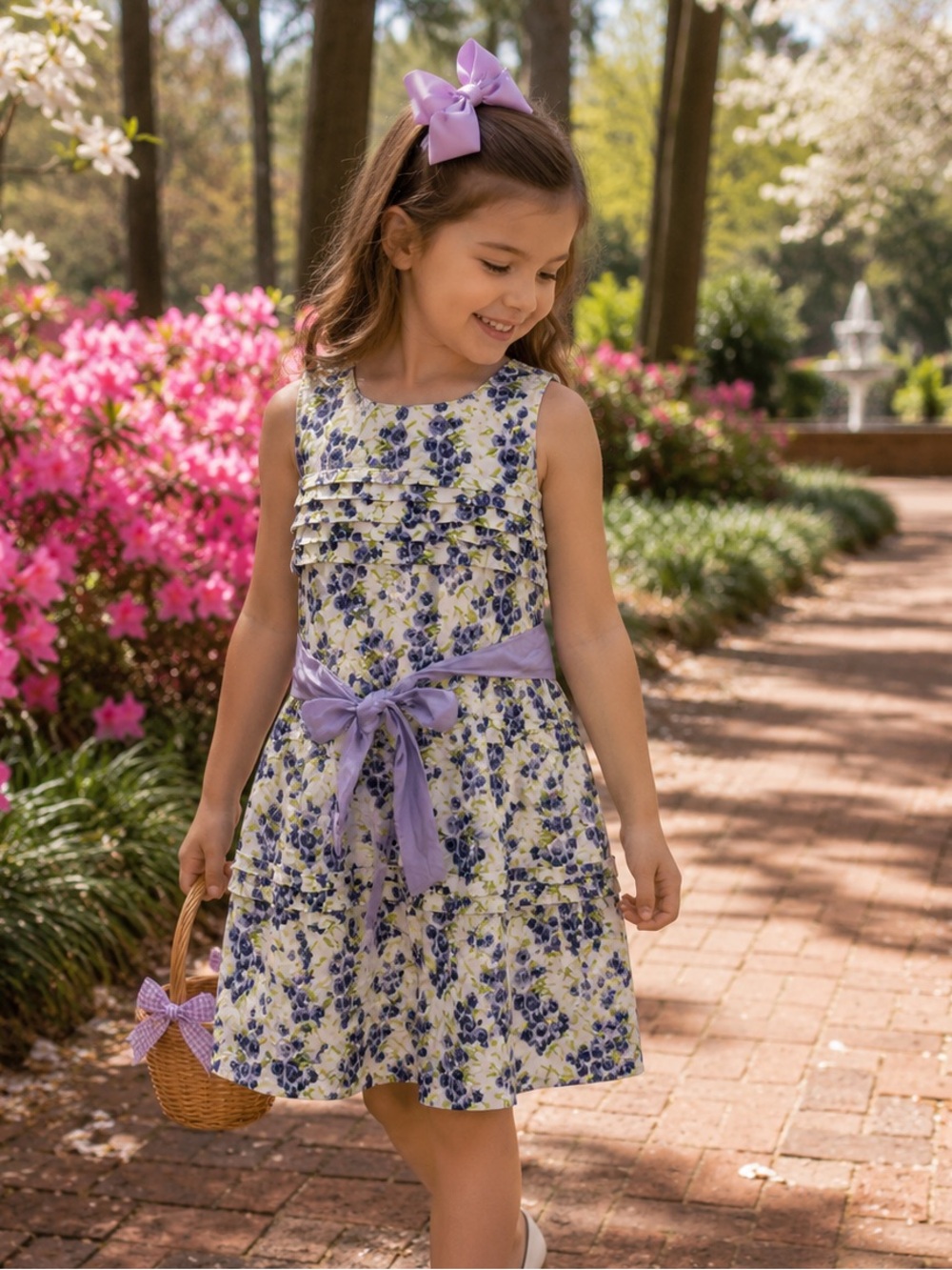 Jessica Simpson NWT Floral Cotton Dress Purple White Girls 6X Easter Party